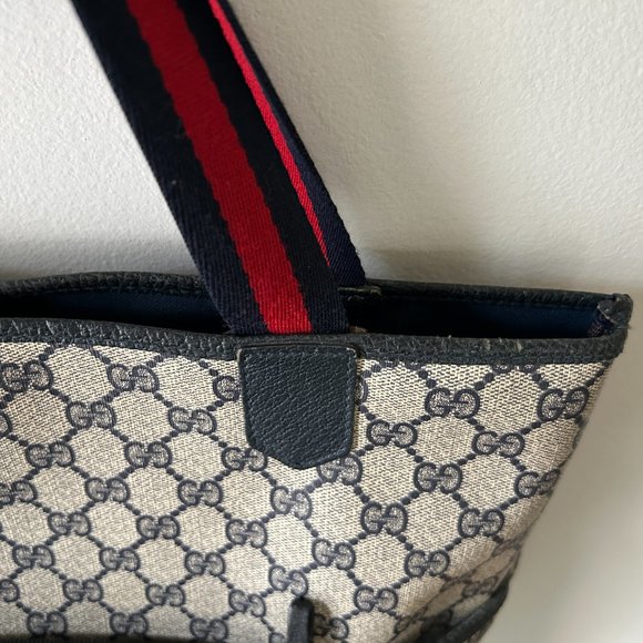 Gucci Monogram Web Tote in Navy Blue - Picture 13 of 16